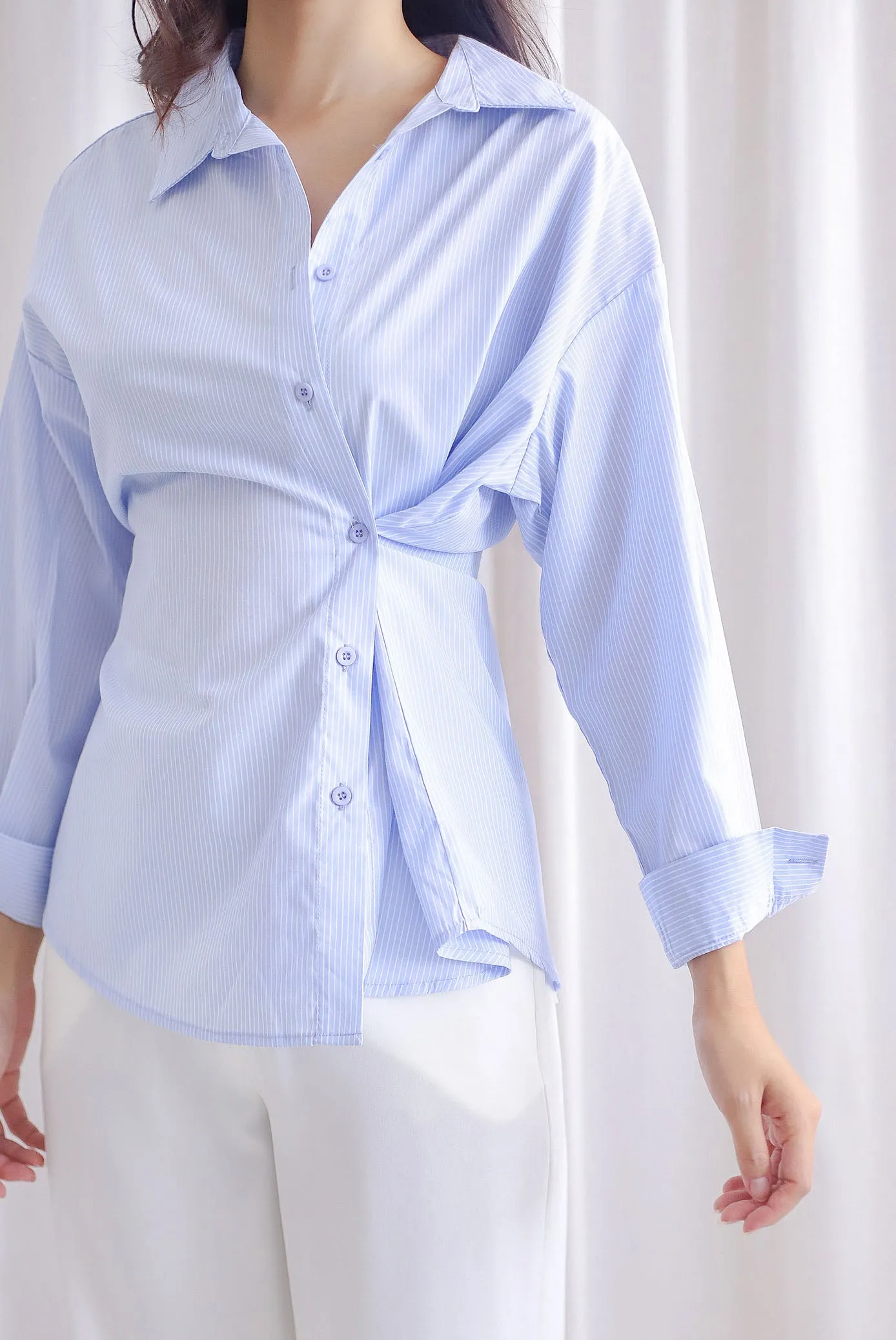 Brylee Multi-Way Shirt In Blue Stripes