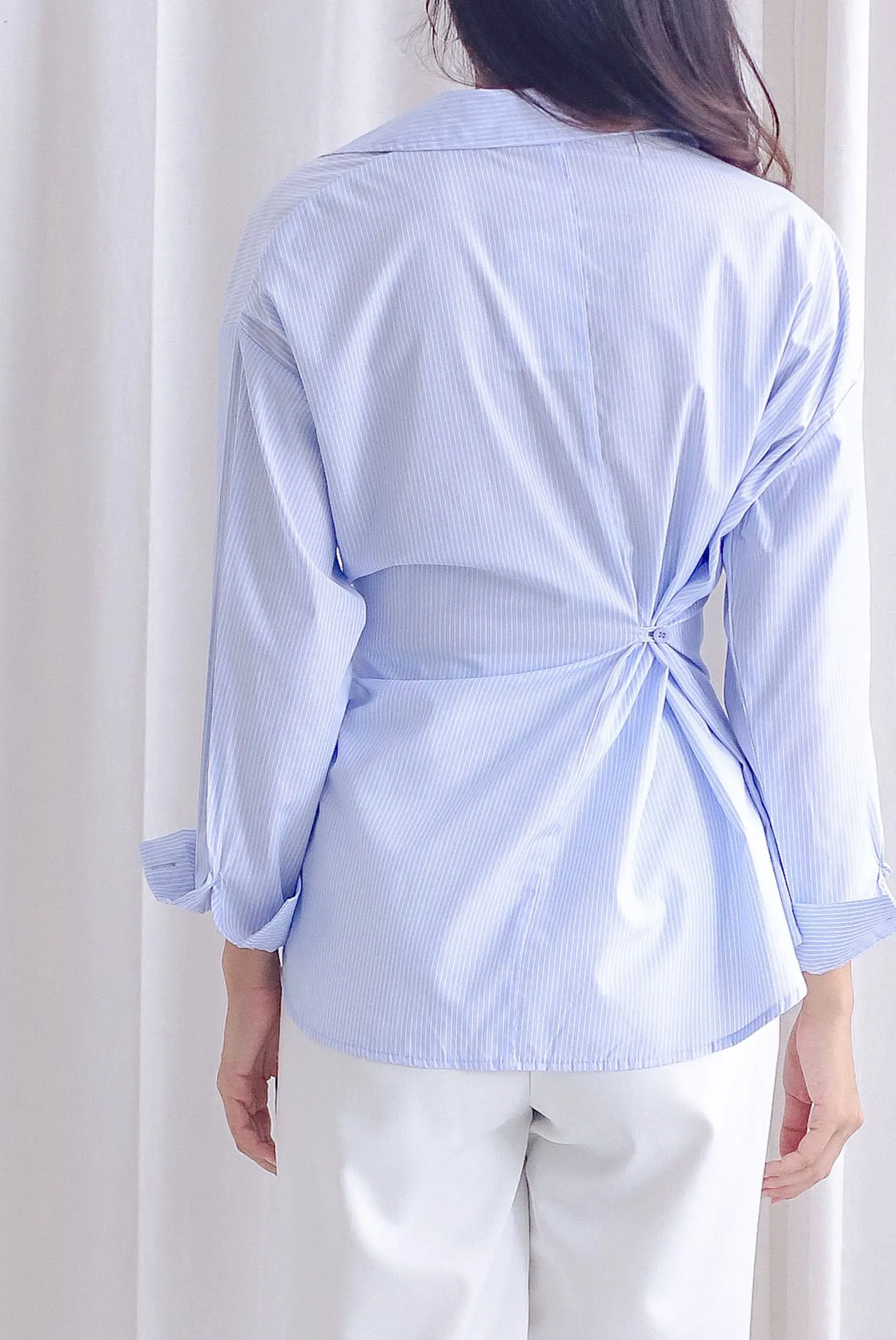 Brylee Multi-Way Shirt In Blue Stripes