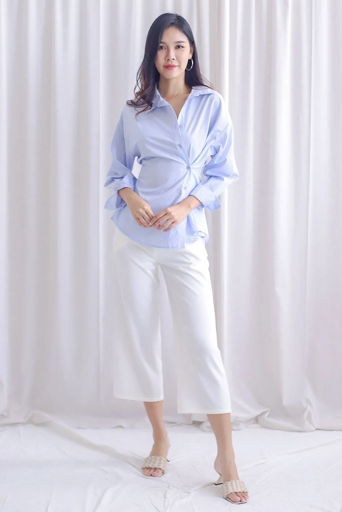 Brylee Multi-Way Shirt In Blue Stripes