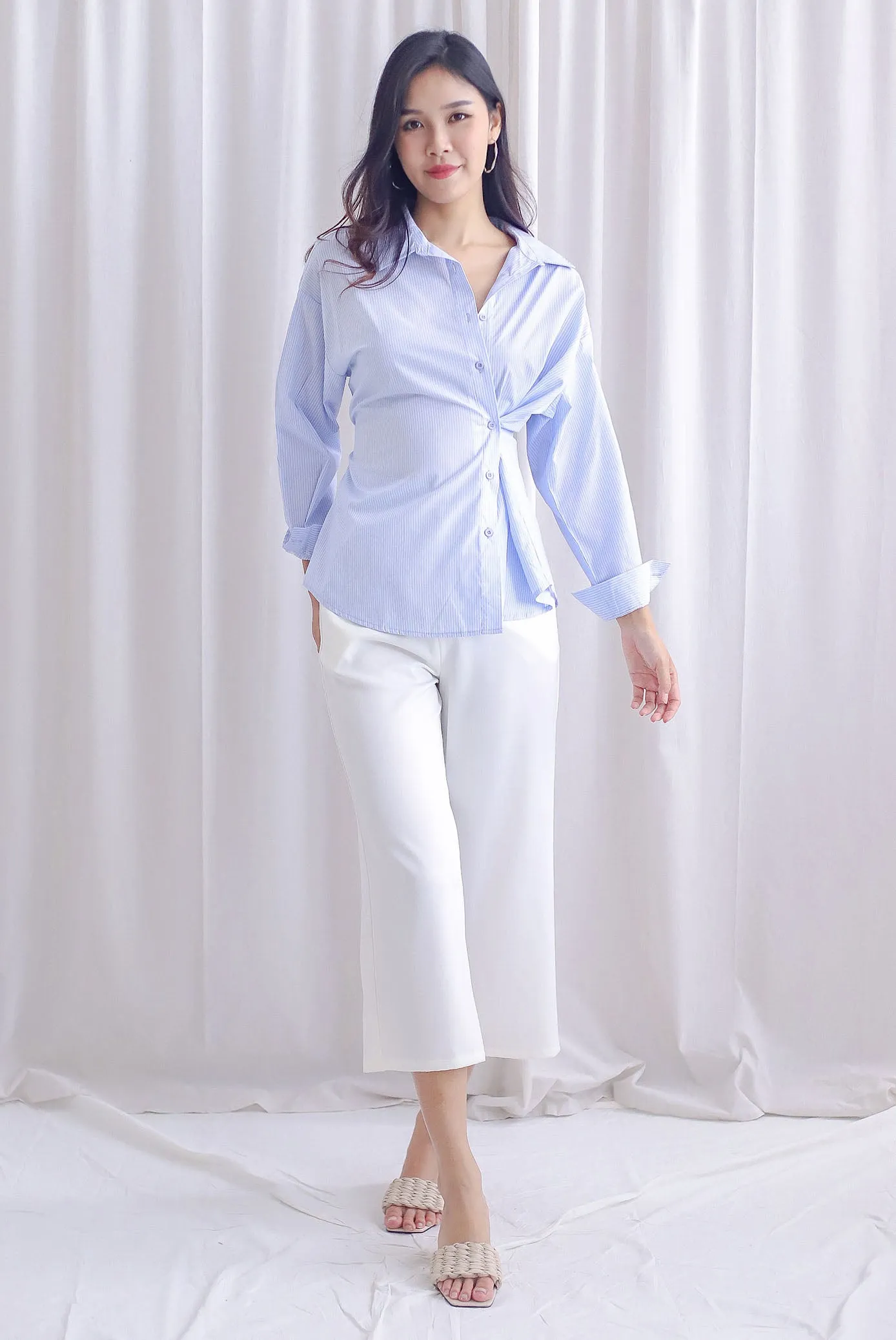 Brylee Multi-Way Shirt In Blue Stripes