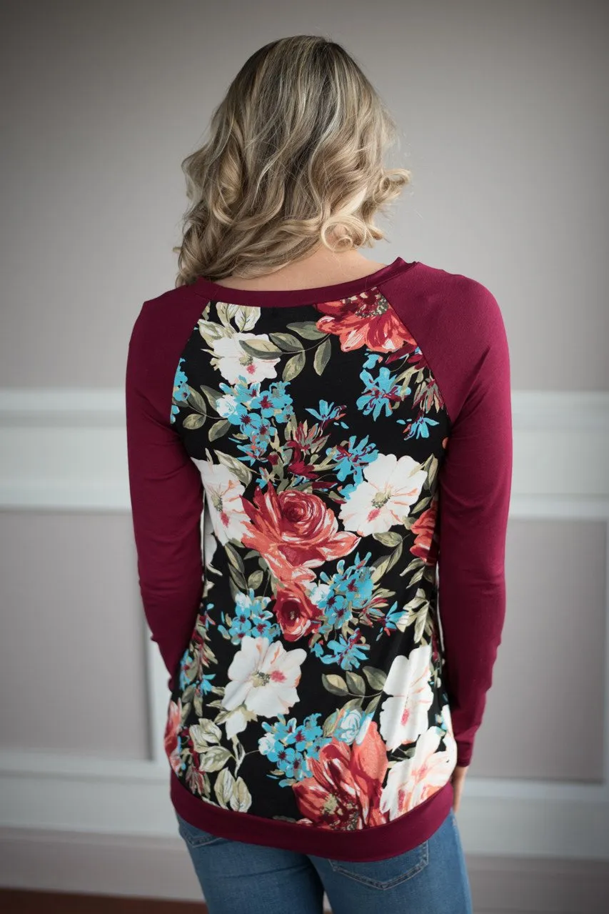 Burgundy Floral Top