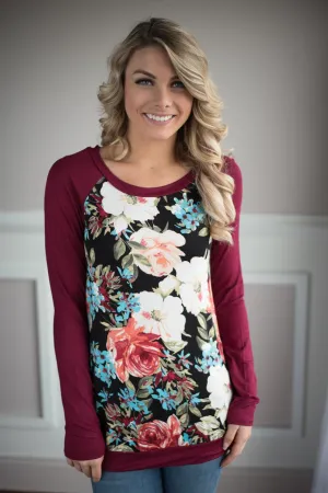 Burgundy Floral Top