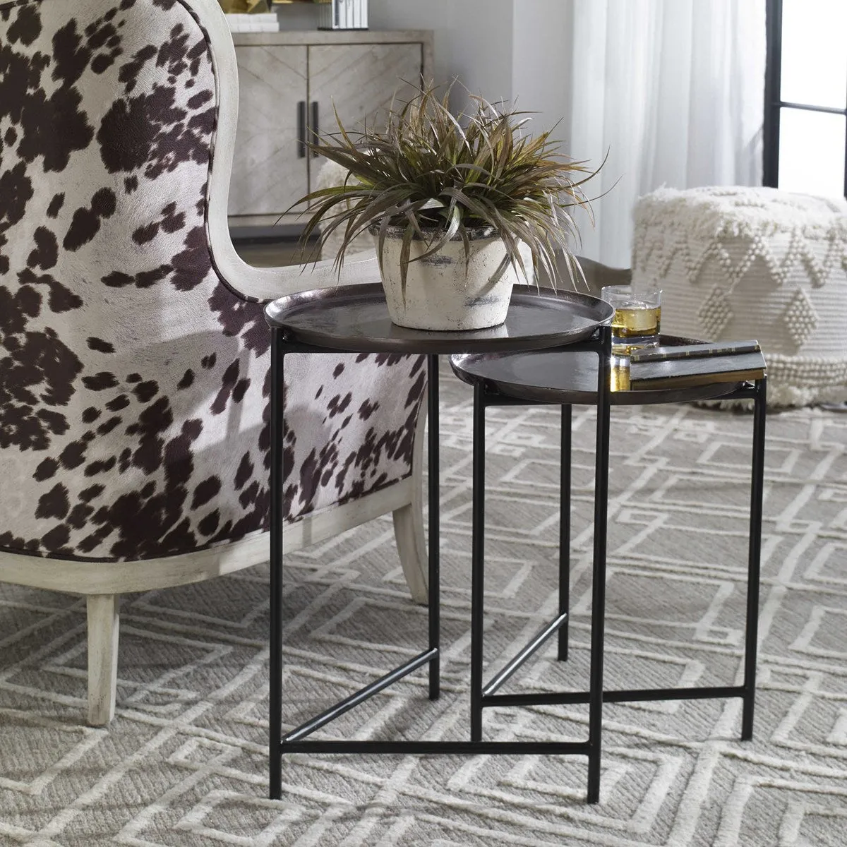 BURNETT NESTING TABLES S/2, DARK NICKEL
