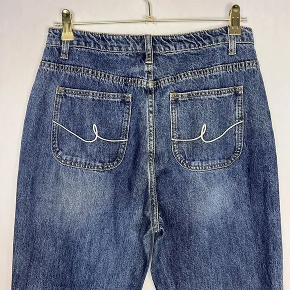 by Egreis Jeans Womens Medium Dark Wash Sawyer High Rise Straight Denim Pants