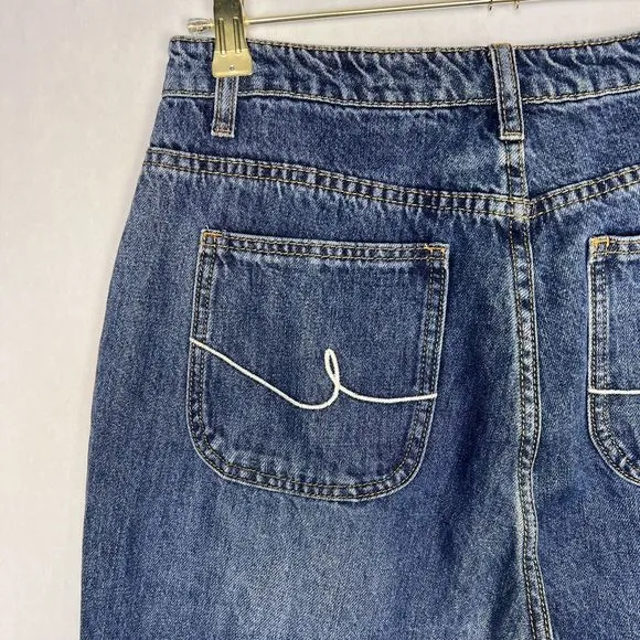 by Egreis Jeans Womens Medium Dark Wash Sawyer High Rise Straight Denim Pants