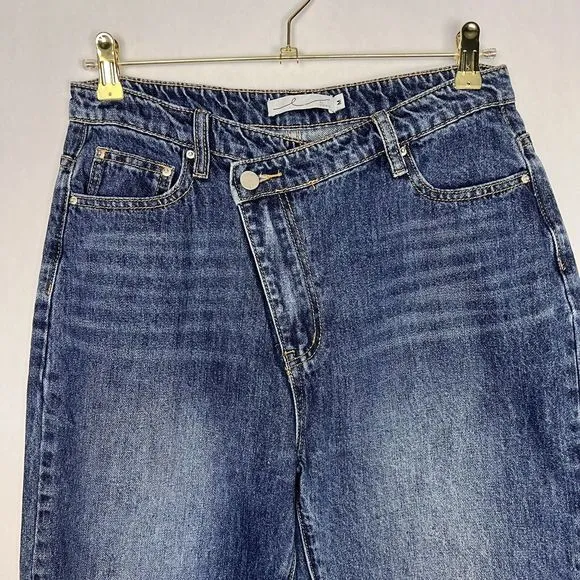 by Egreis Jeans Womens Medium Dark Wash Sawyer High Rise Straight Denim Pants