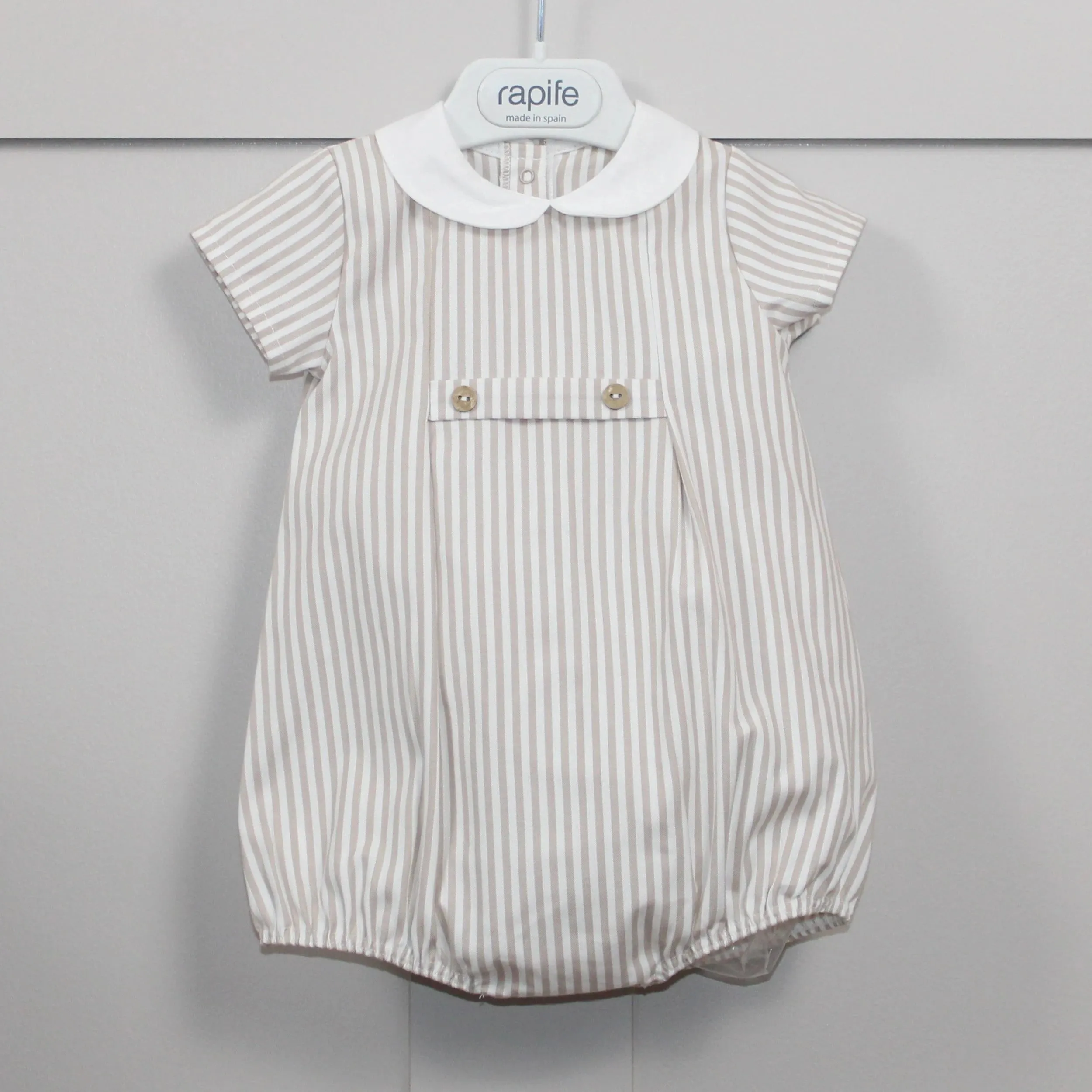 Camel Stripe Collared Romper