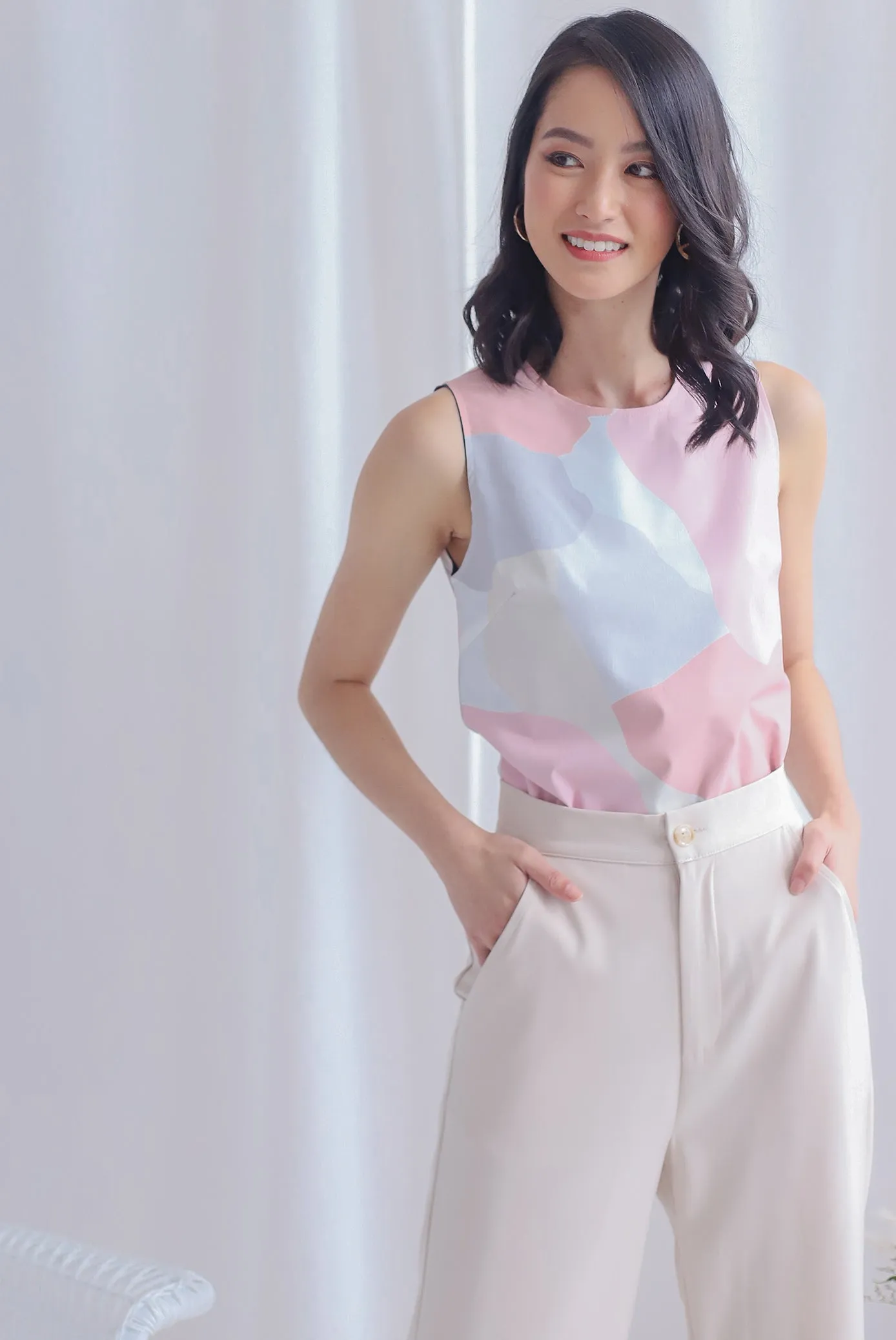 Camille Reverisble Tank Top In Pink/Teal
