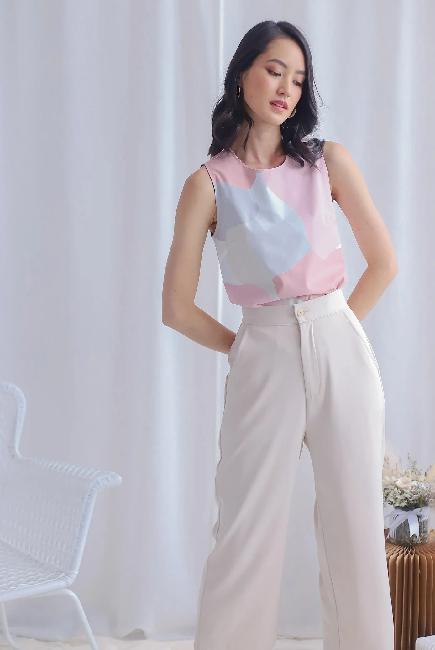 Camille Reverisble Tank Top In Pink/Teal