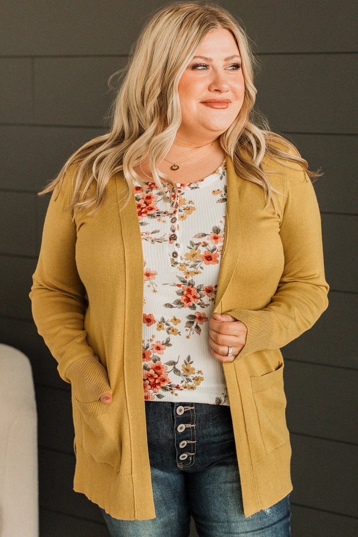 Can't Resist This Knit Cardigan- Goldenrod