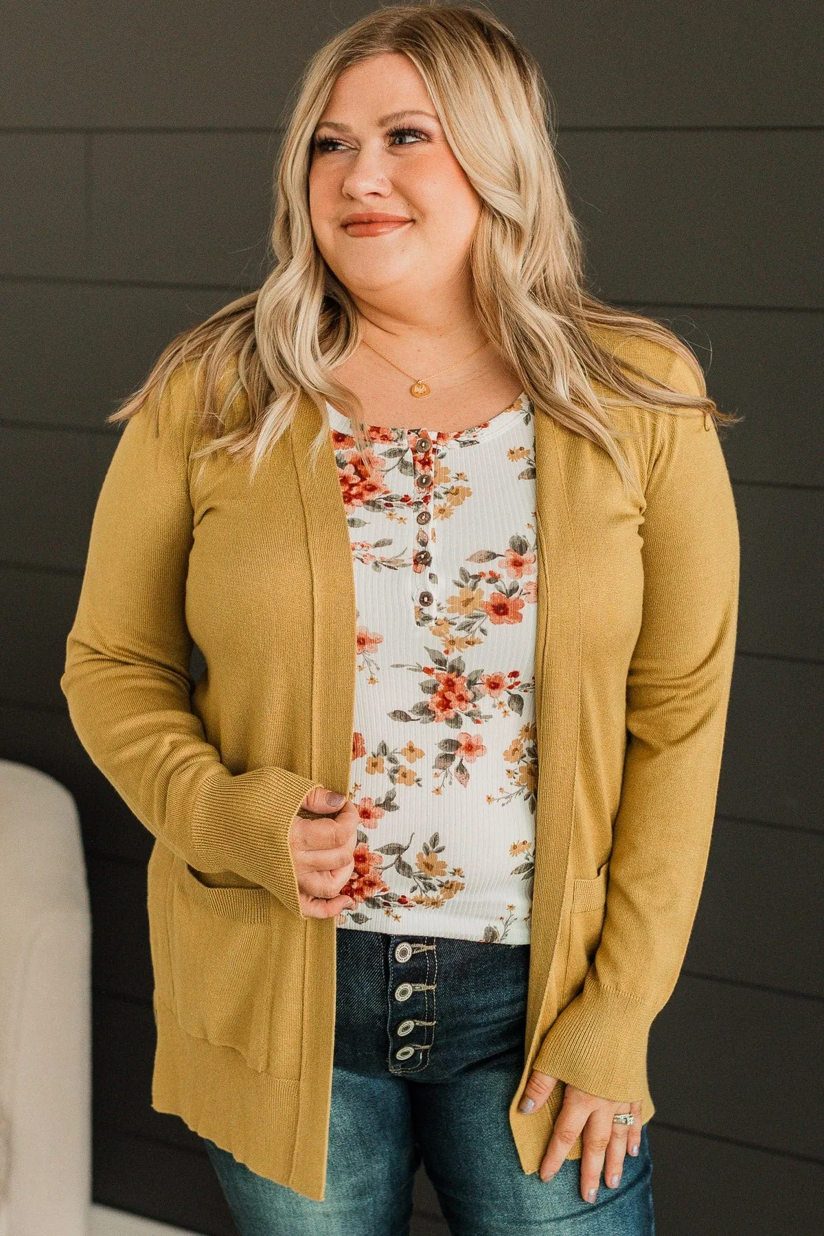 Can't Resist This Knit Cardigan- Goldenrod