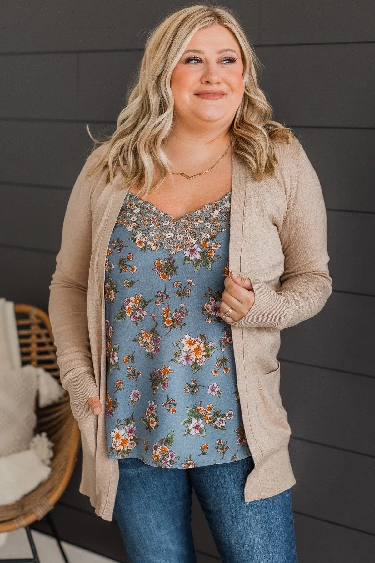 Can't Resist This Knit Pocket Cardigan- Beige