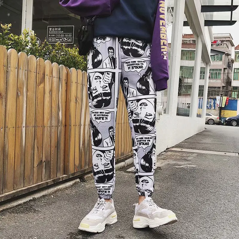 Cartoon Comics Printed Casual Joggers Pants