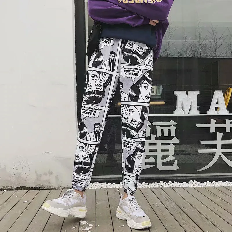 Cartoon Comics Printed Casual Joggers Pants