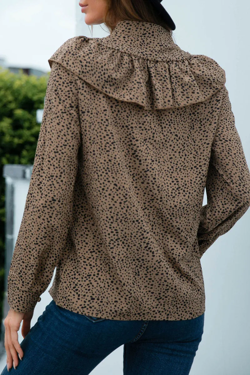 Casual Polka Dot Split Joint O Neck Tops