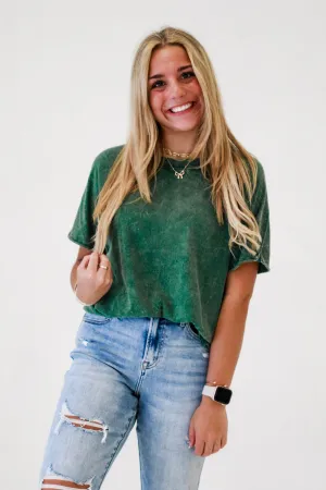 Casual Retro Tee in DK Green
