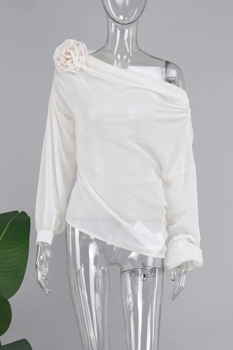 Casual Solid Patchwork Oblique Collar Tops(4 Colors)