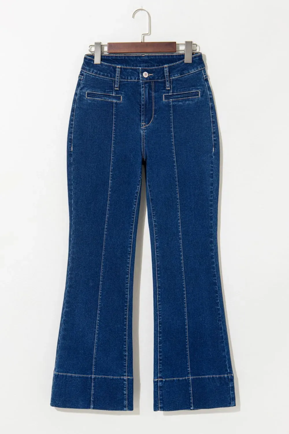 Center Seam Deep Wash Straight Jeans