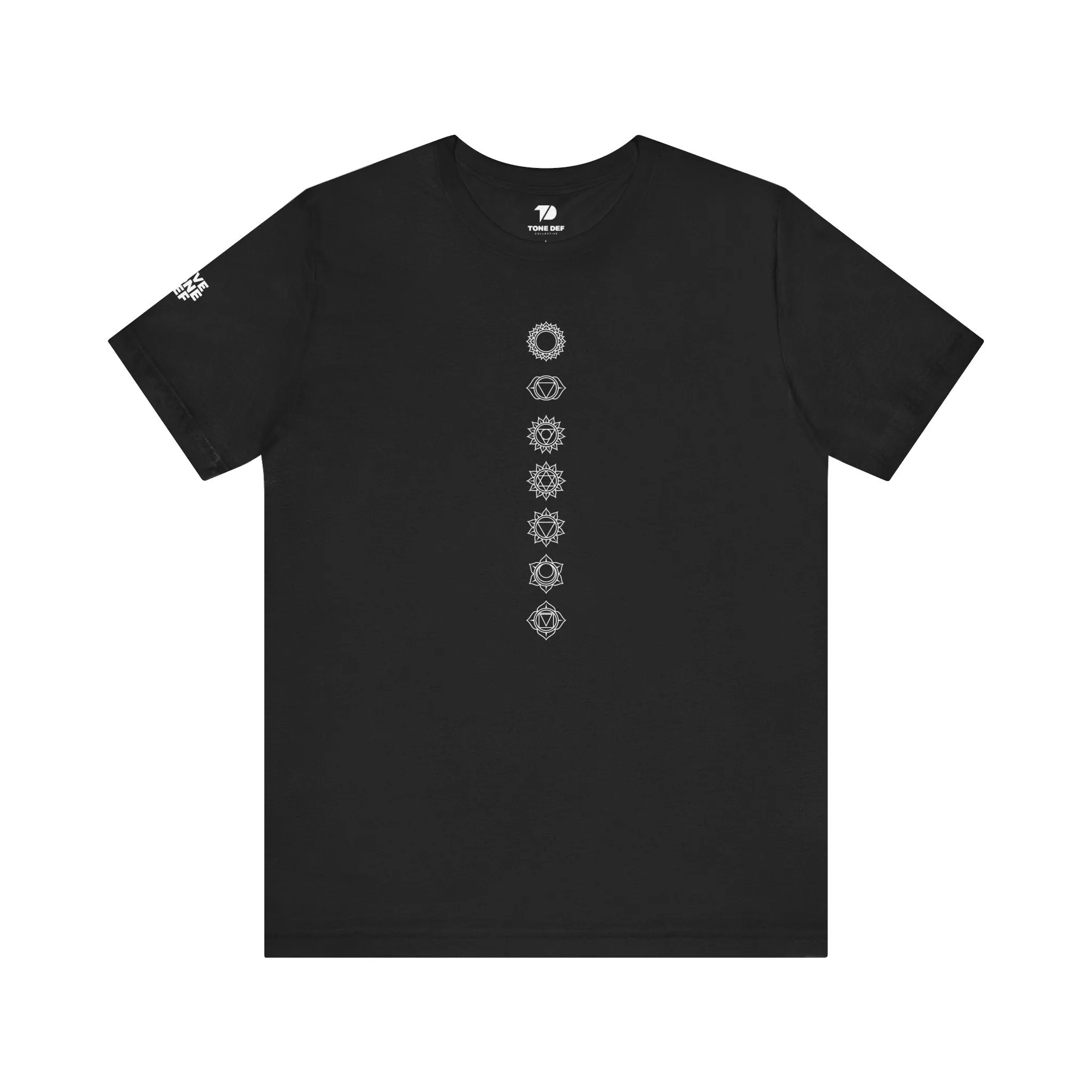 Chakra Flow Unisex Tee (White on Black)