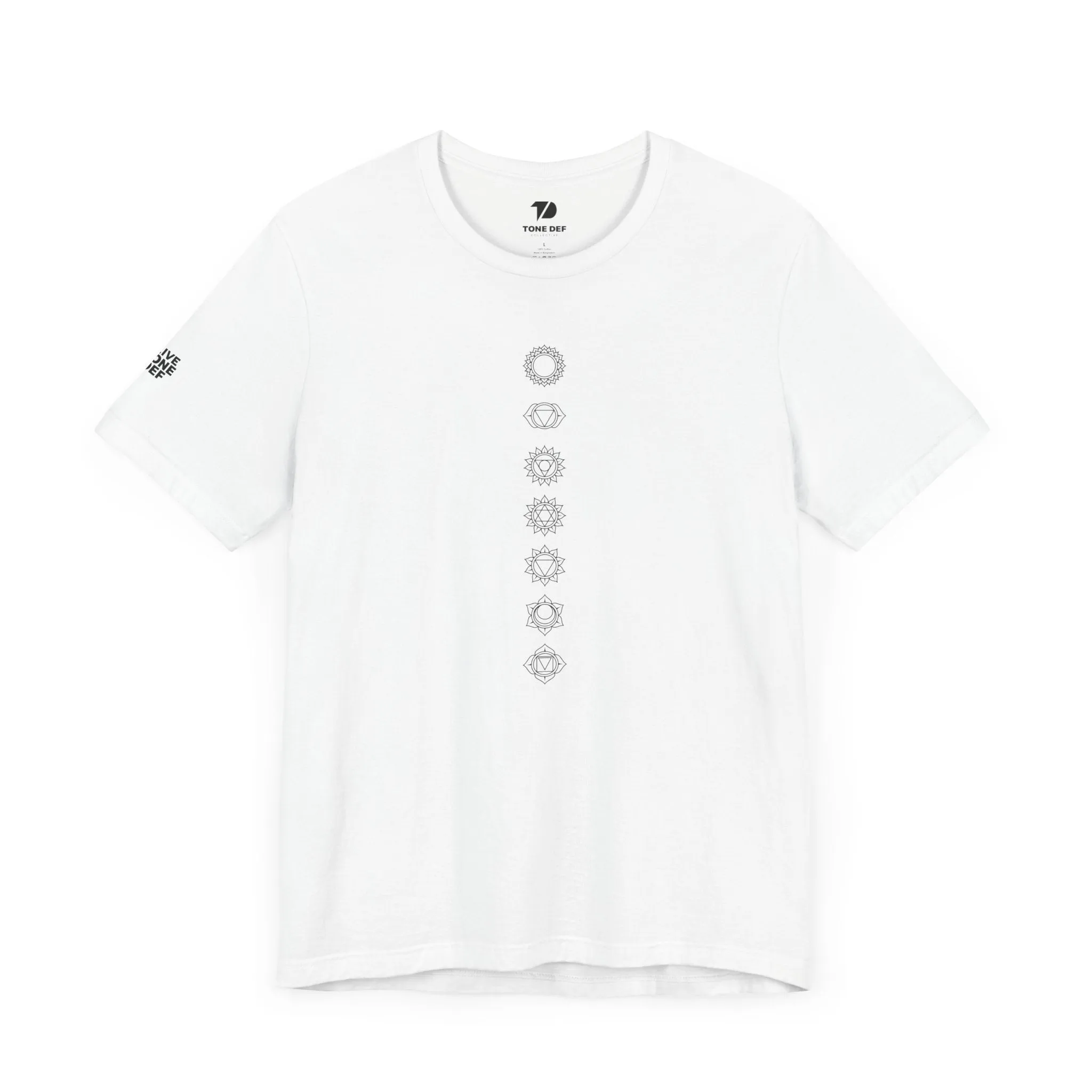 Chakra Flow Unisex Tee (White on Black)