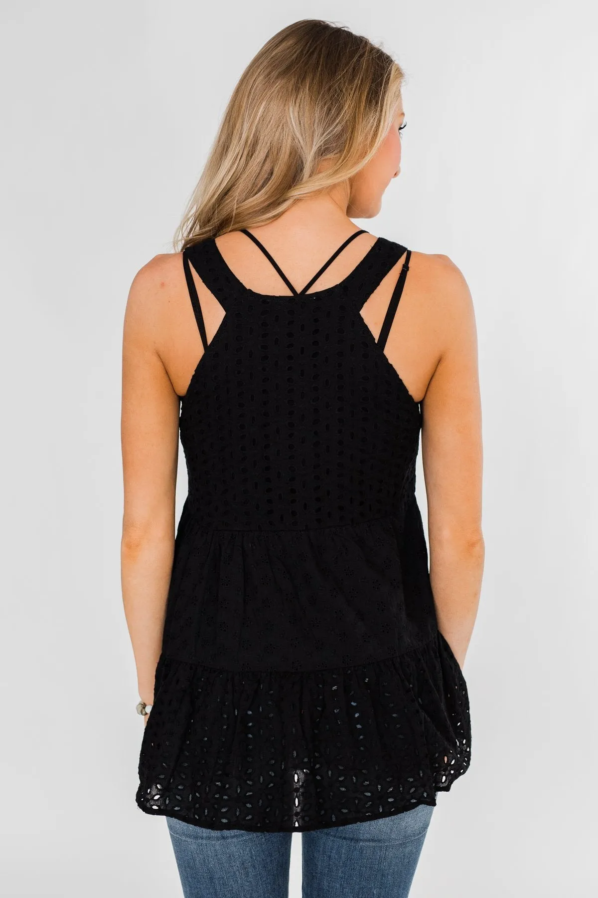 Cherish the Moment Babydoll Tank Top- Black