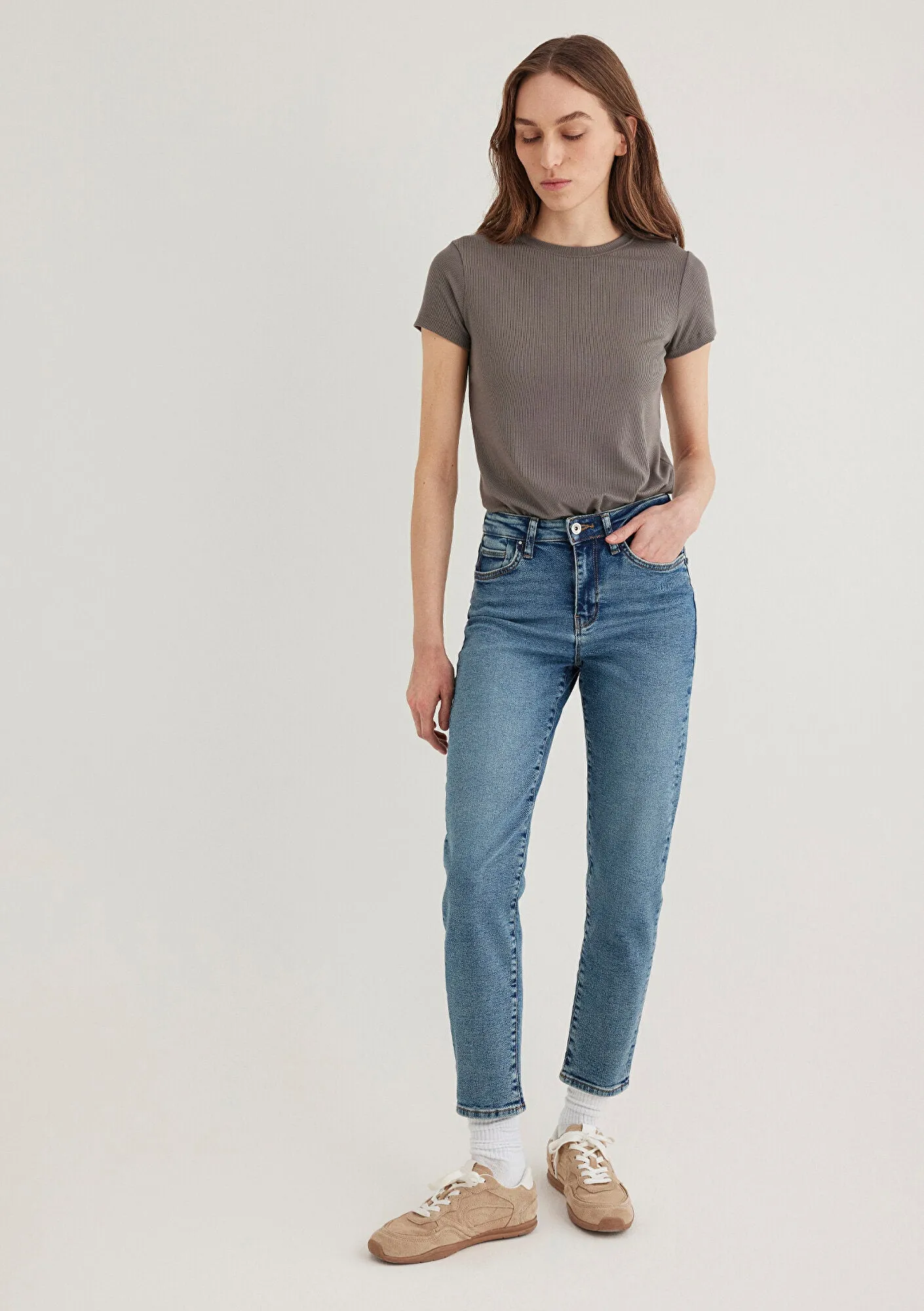 Cindy Mid Vintage Gold Shape Jean Pants