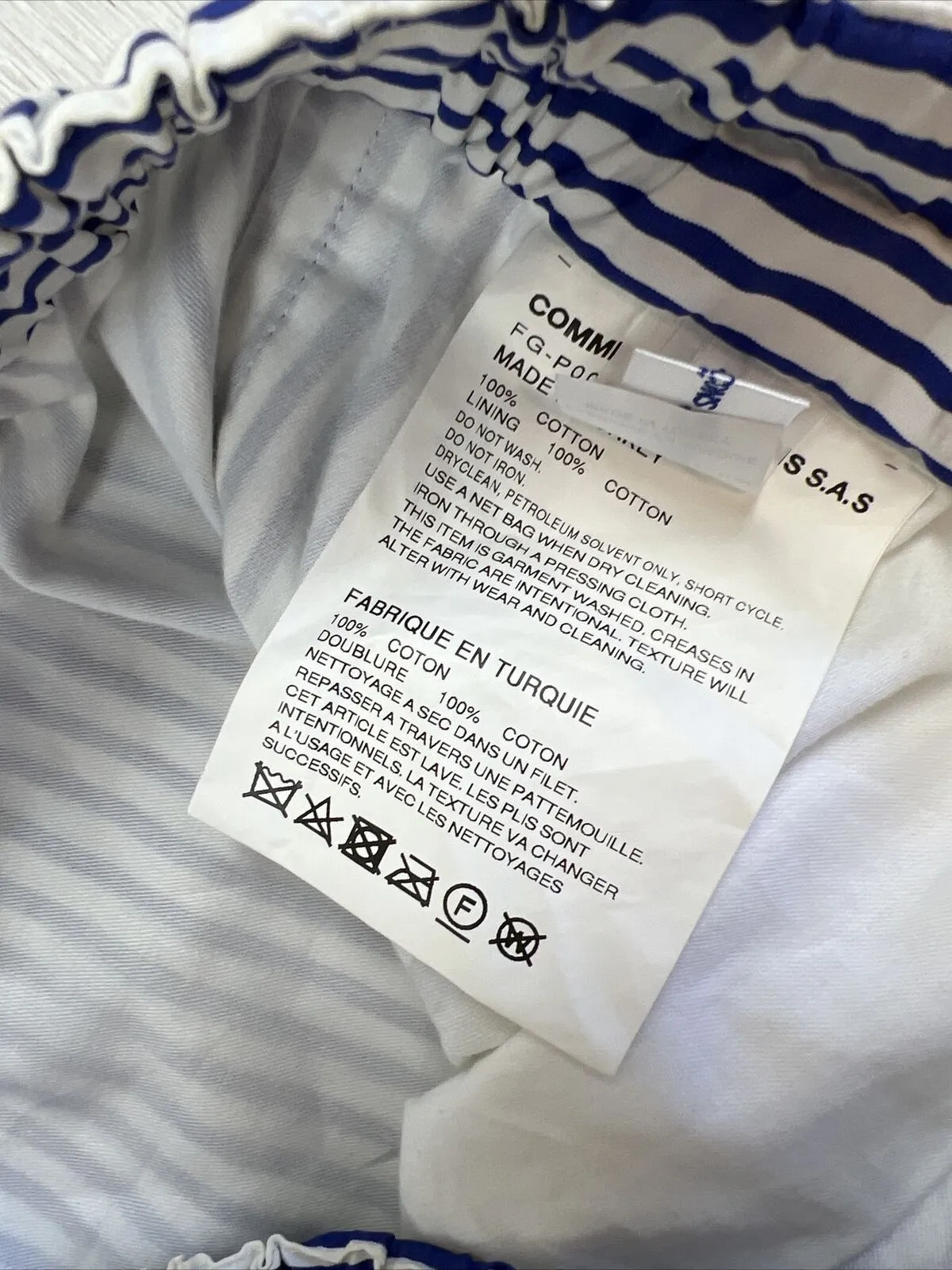 Comme De Garcons Womens Striped Pants Size Medium