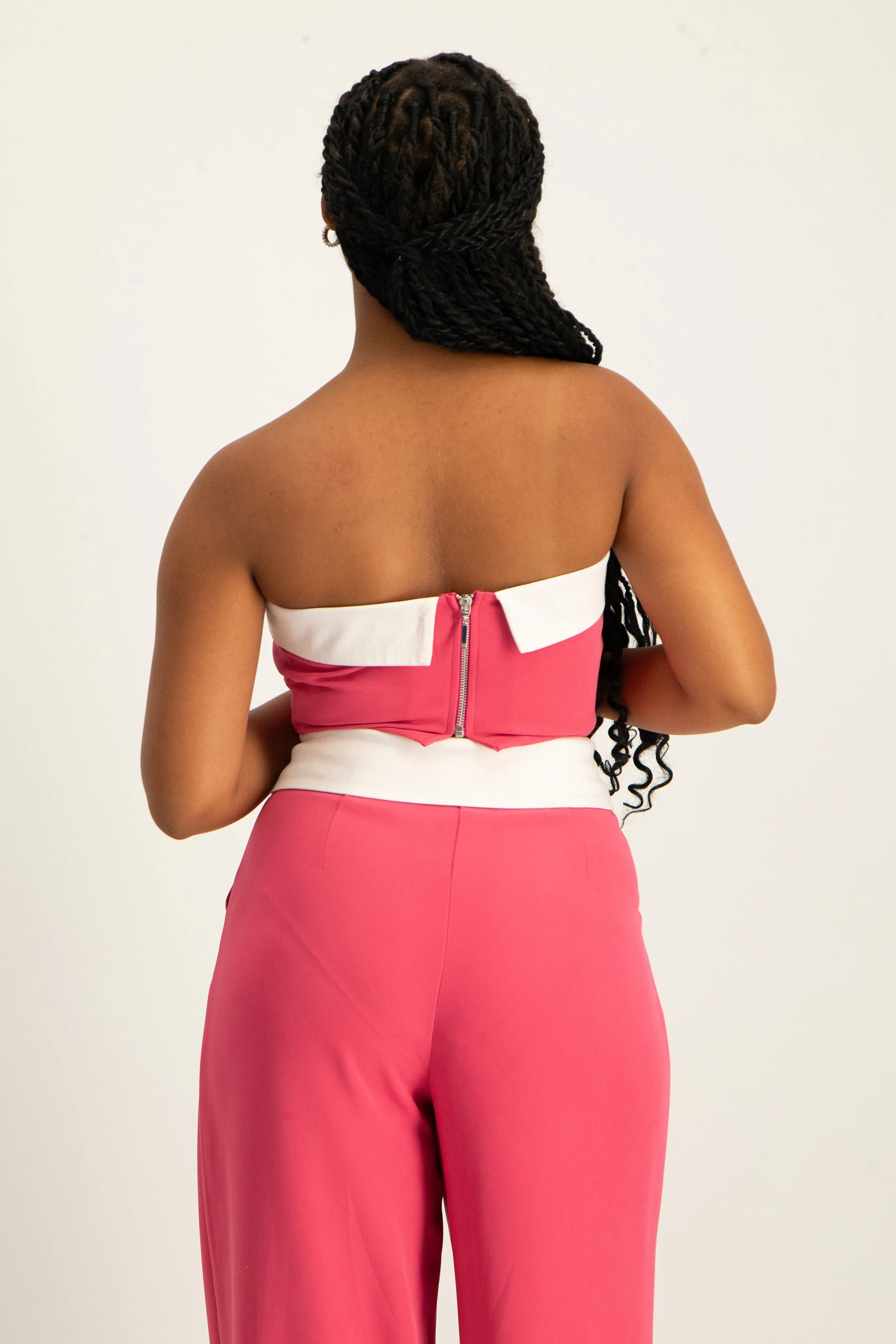Contrast Fold Over Front Crop Top