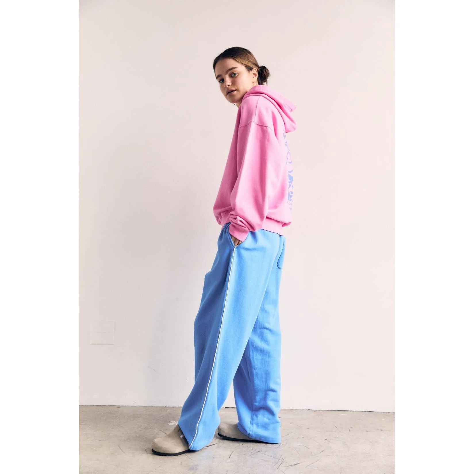 Cotton Terry Contrast Line Sweatpant Wide leg