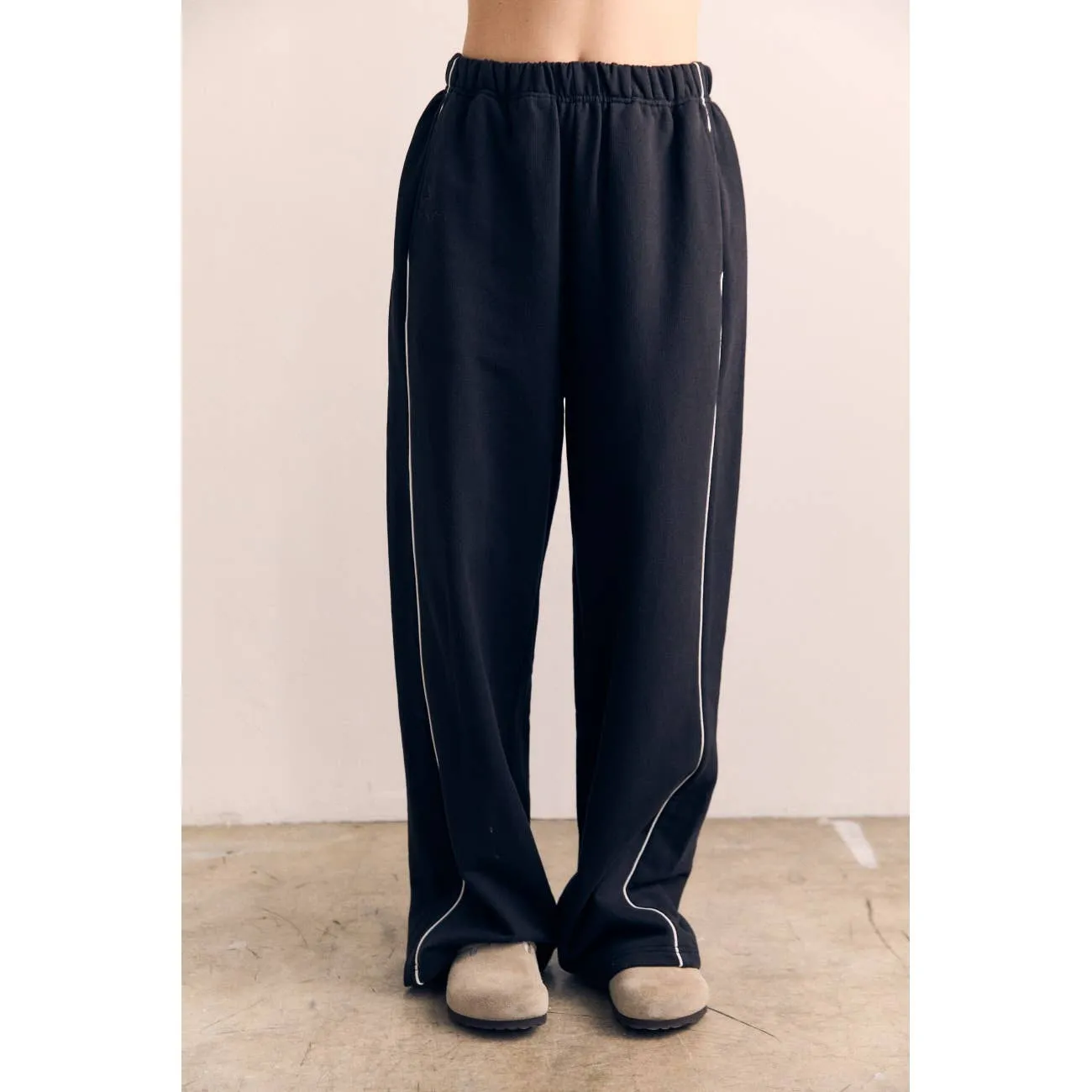 Cotton Terry Contrast Line Sweatpant Wide leg