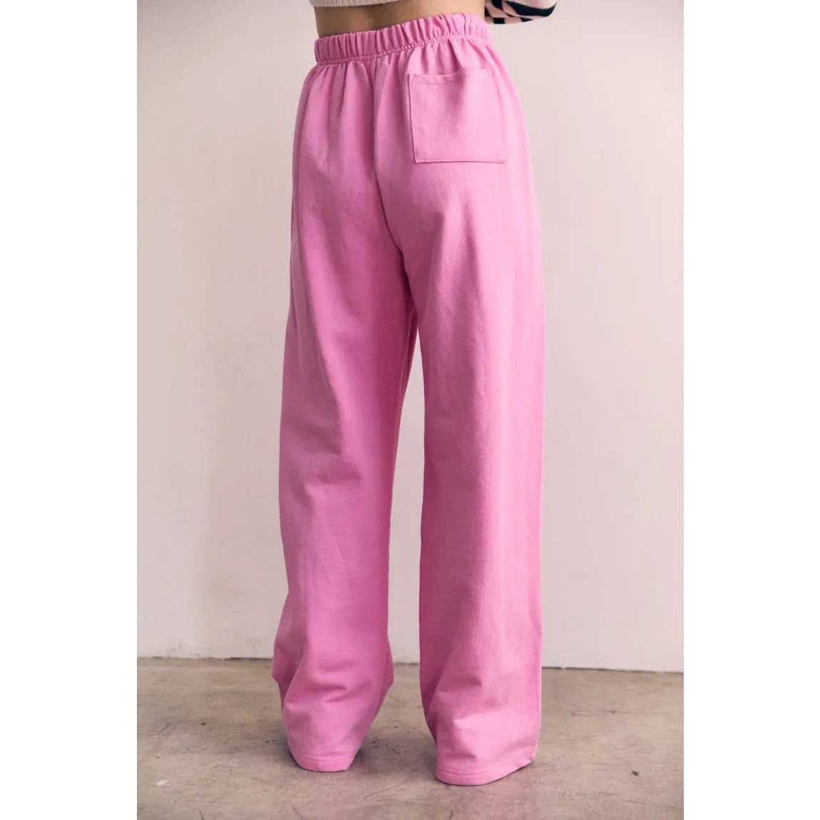 Cotton Terry Contrast Line Sweatpant Wide leg