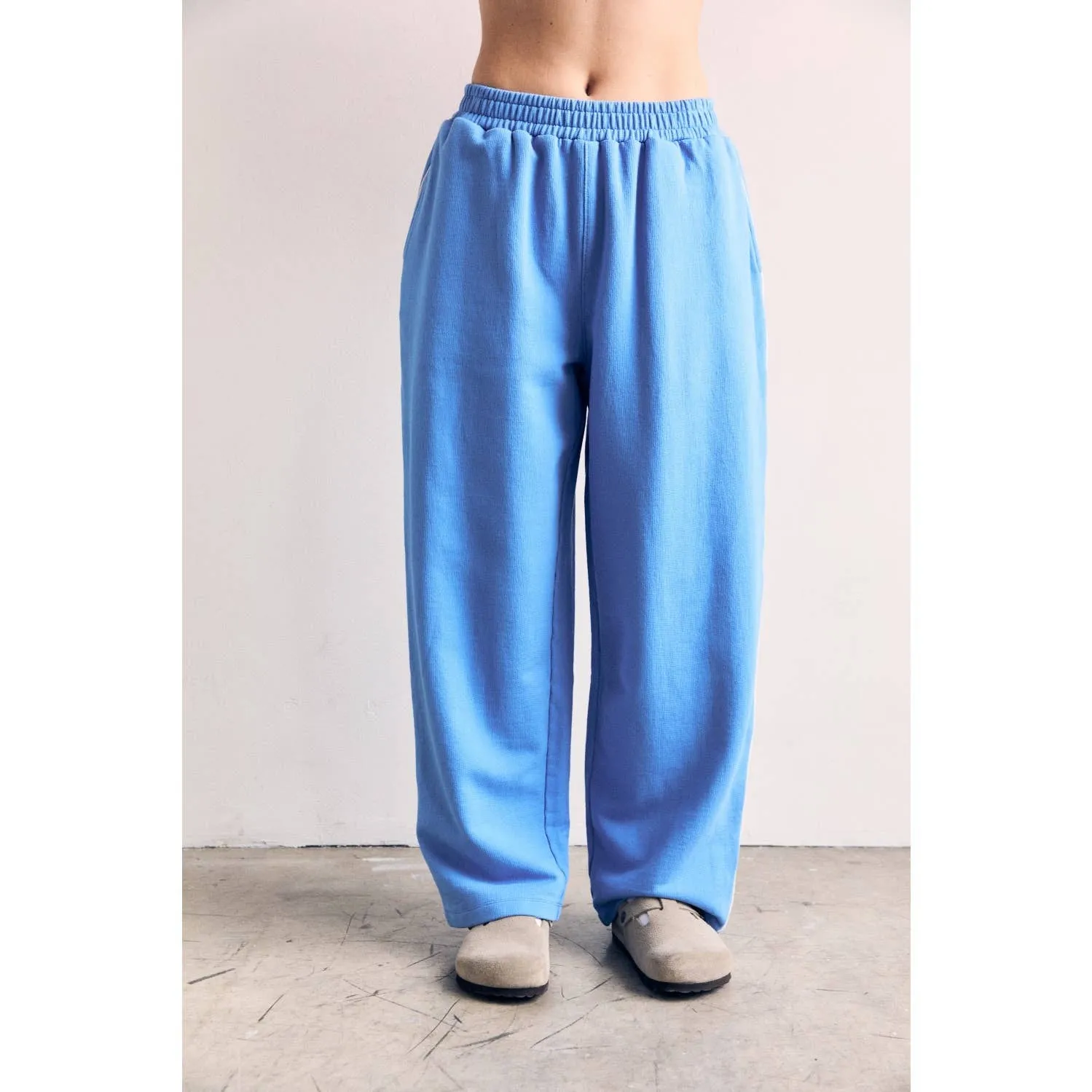 Cotton Terry Contrast Line Sweatpant Wide leg
