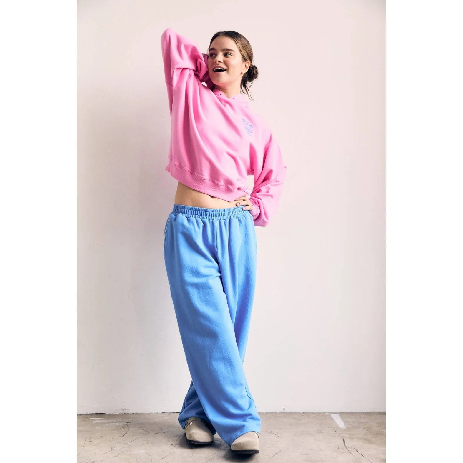 Cotton Terry Contrast Line Sweatpant Wide leg