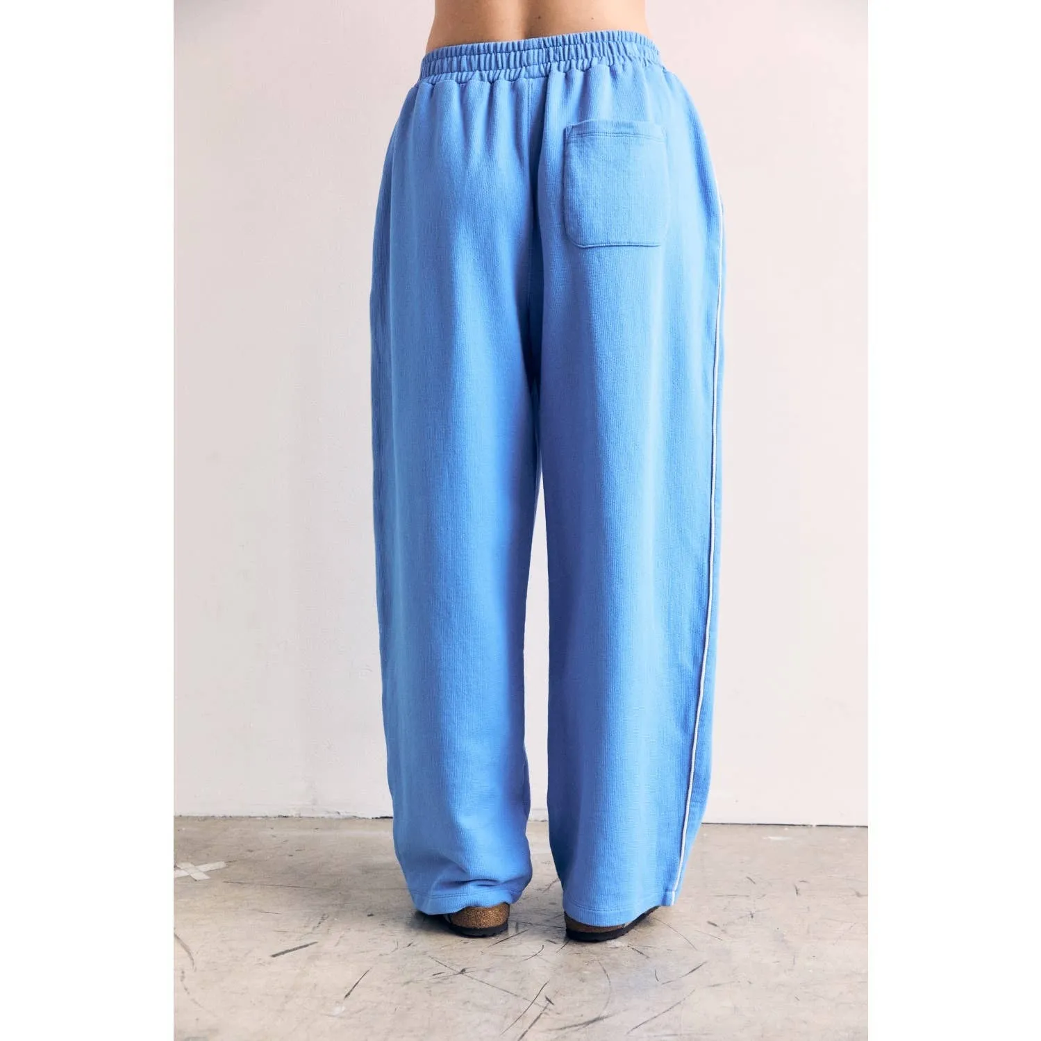 Cotton Terry Contrast Line Sweatpant Wide leg