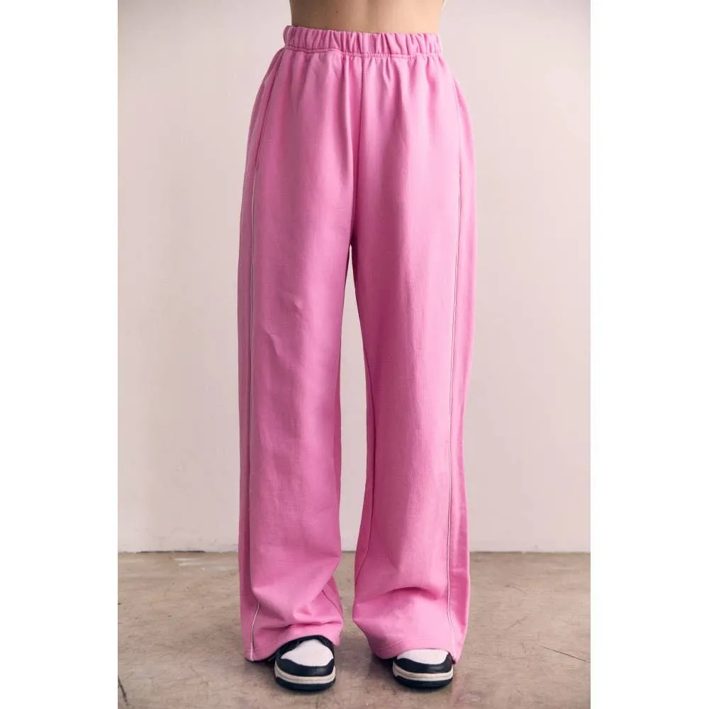 Cotton Terry Contrast Line Sweatpant Wide leg