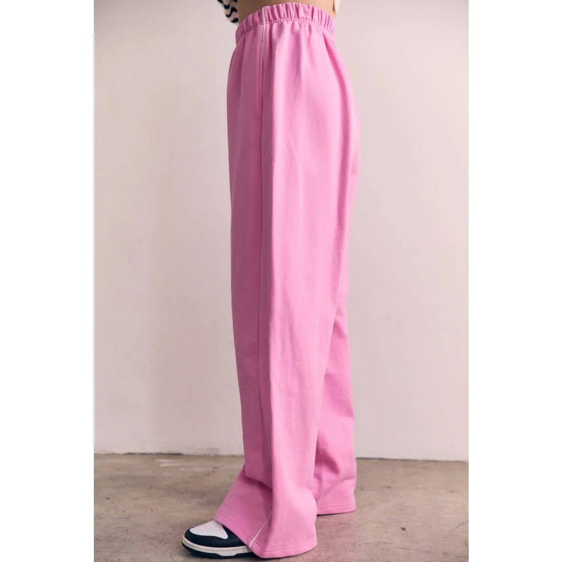 Cotton Terry Contrast Line Sweatpant Wide leg