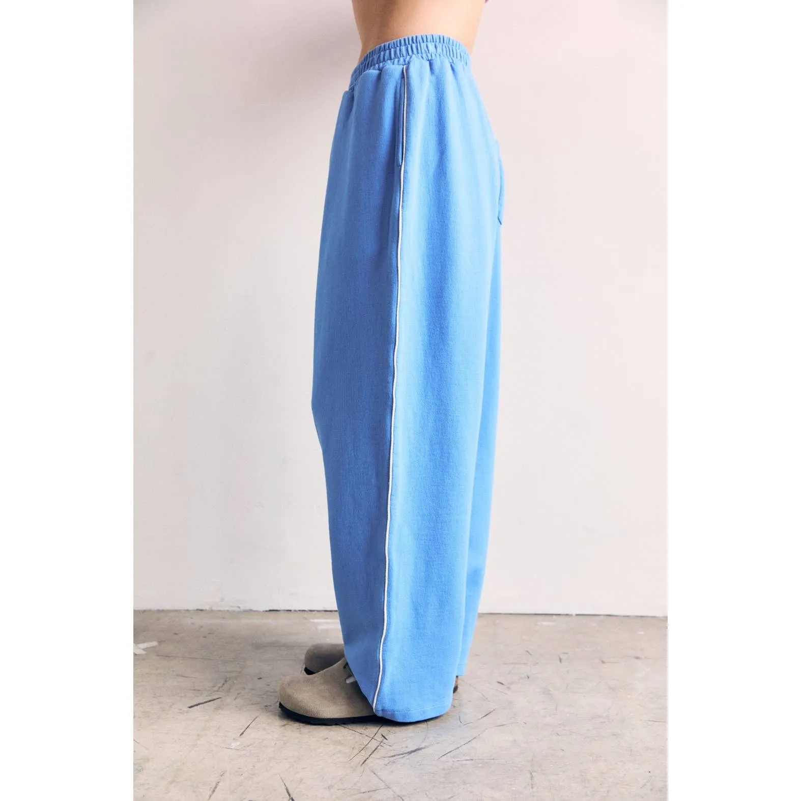 Cotton Terry Contrast Line Sweatpant Wide leg
