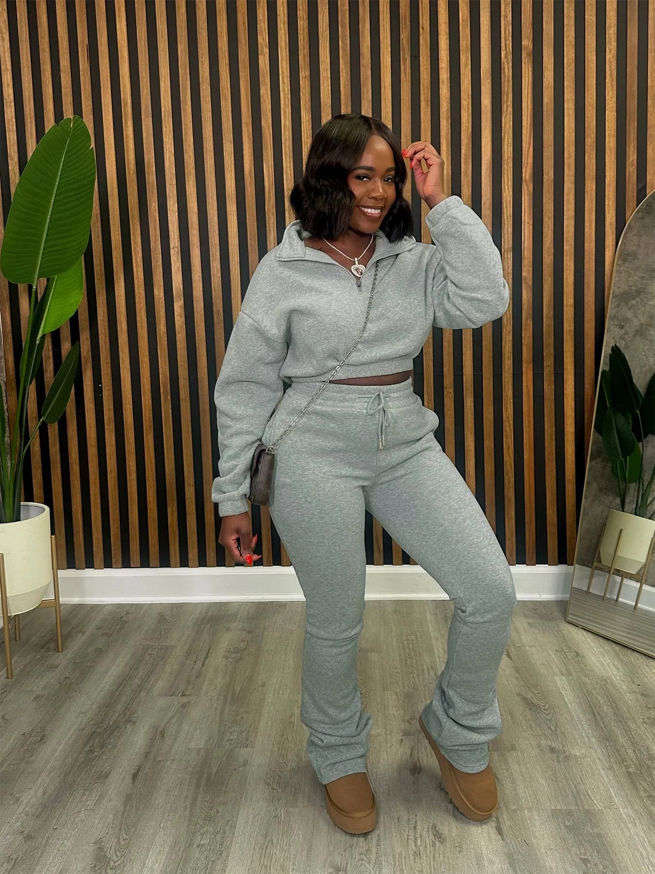 Cozy Zipper Hoodie and Pants Sports Two-Piece Set for Fall and Winter Style