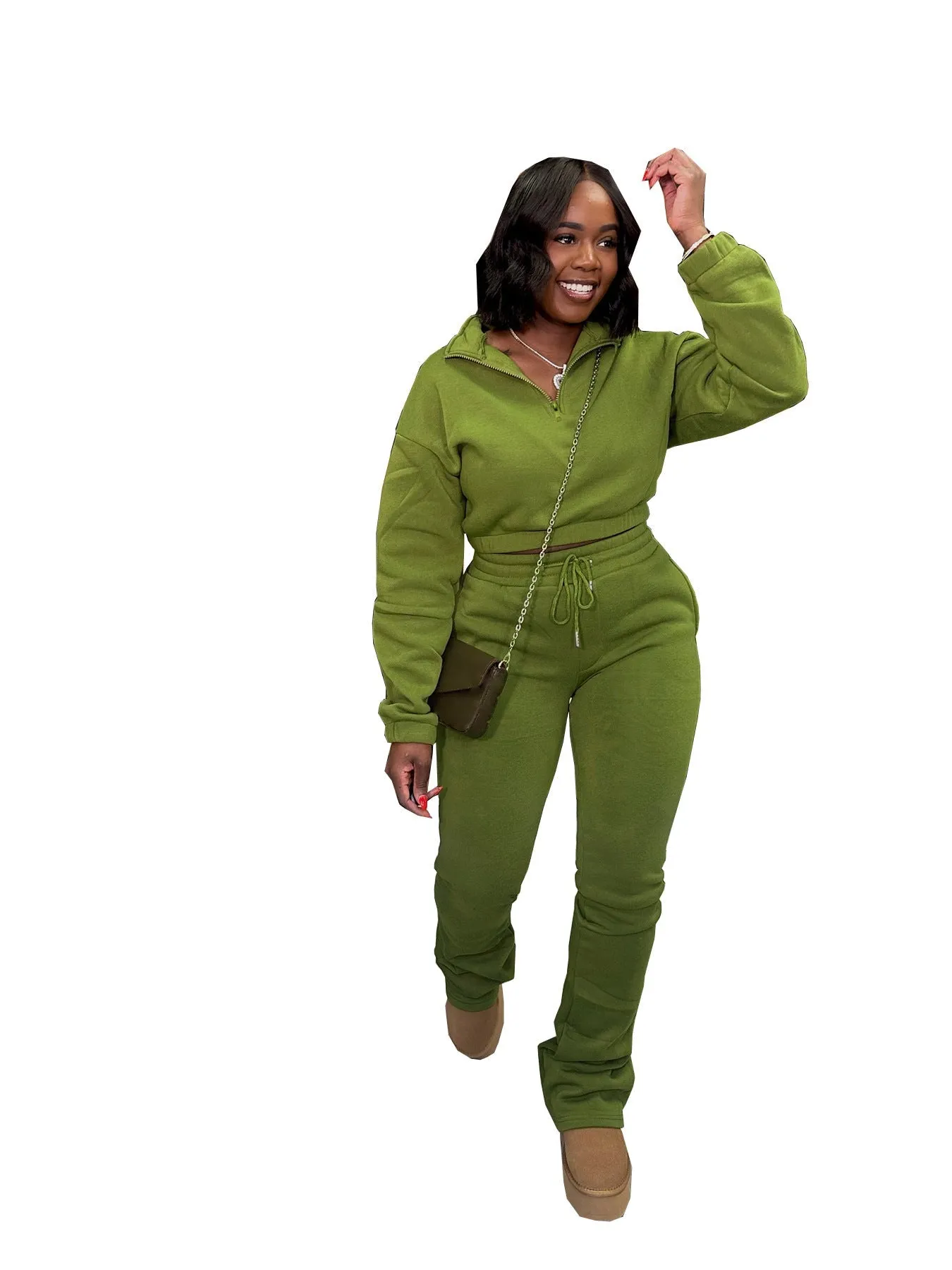 Cozy Zipper Hoodie and Pants Sports Two-Piece Set for Fall and Winter Style