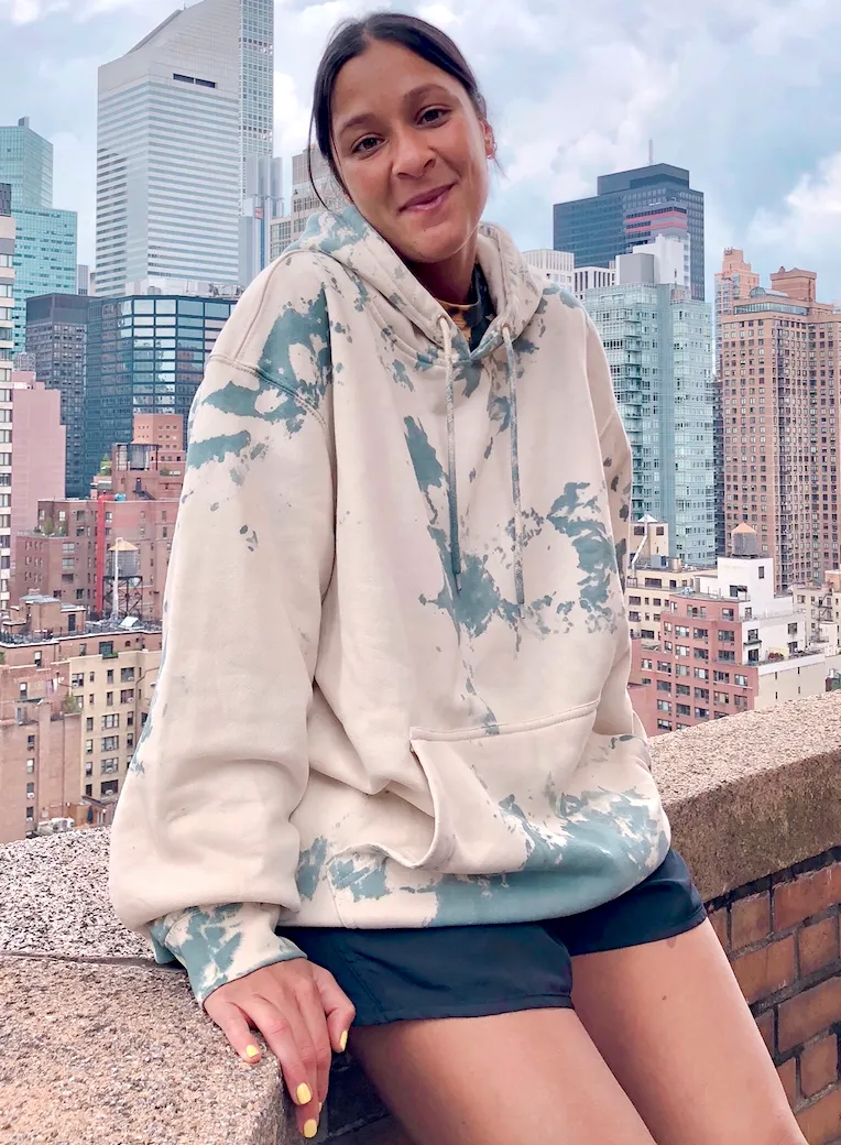 Cream Green Tie Dye Hoodie