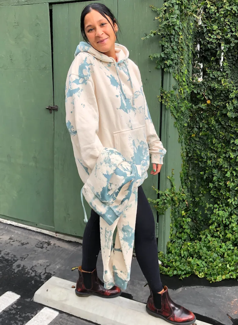Cream Green Tie Dye Hoodie