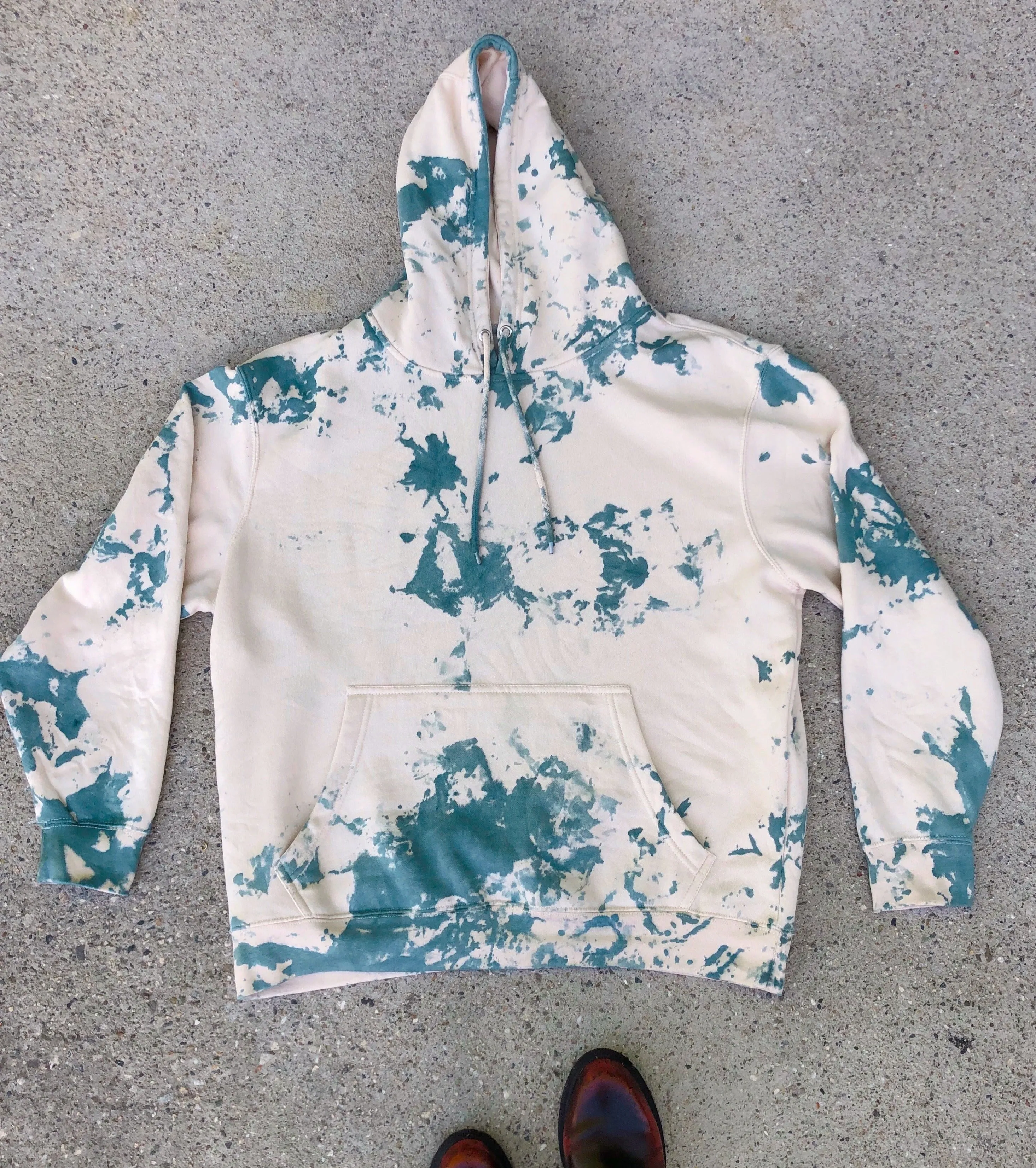 Cream Green Tie Dye Hoodie