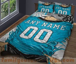 Custom Quilt Sets Carolina Jersey Personalized Football Premium Quilt Bedding for Men Women