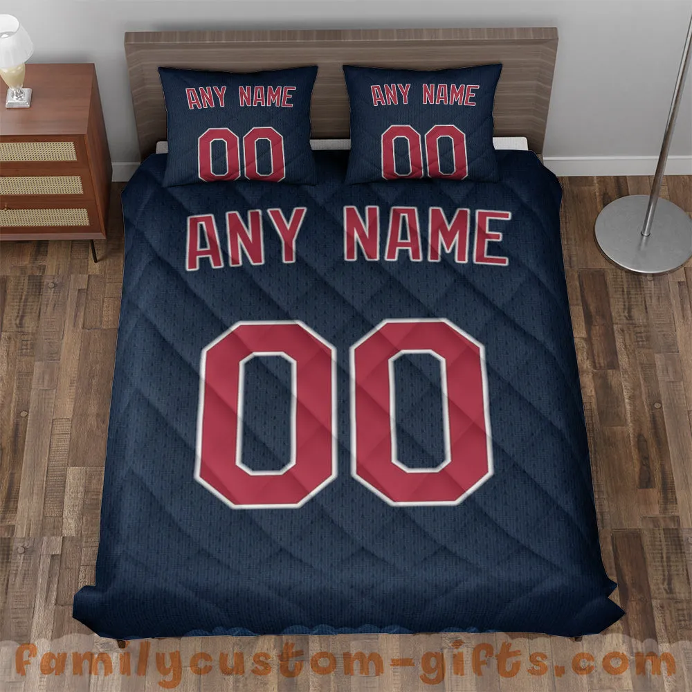 Custom Quilt Sets Cleveland Jersey Personalized Baseball Premium Quilt Bedding for Men Women