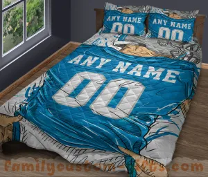 Custom Quilt Sets Detroit Jersey Personalized Football Premium Quilt Bedding for Boys Girls Men Women