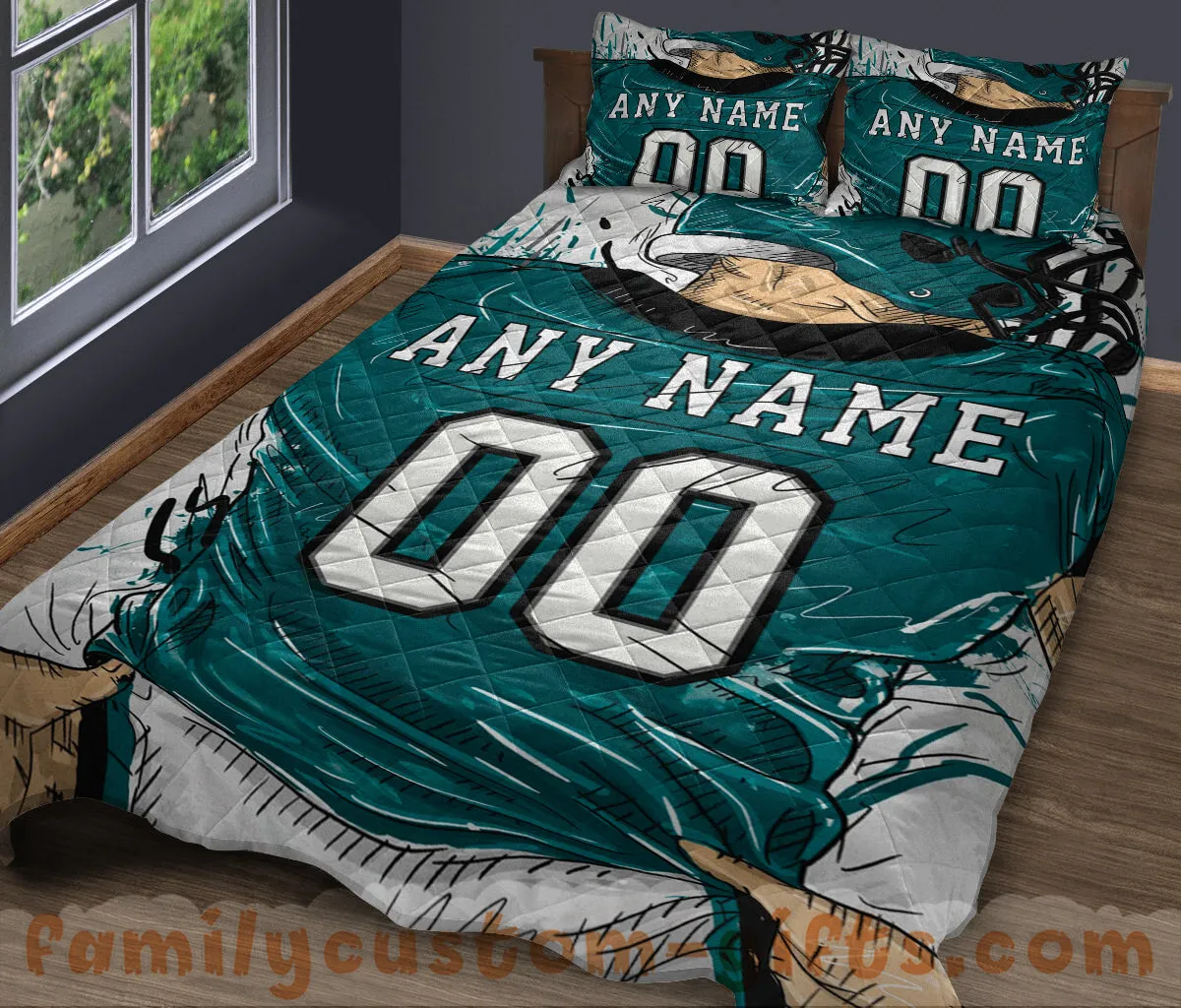 Custom Quilt Sets Philadelphia Jersey Personalized Football Premium Quilt Bedding for Men Women