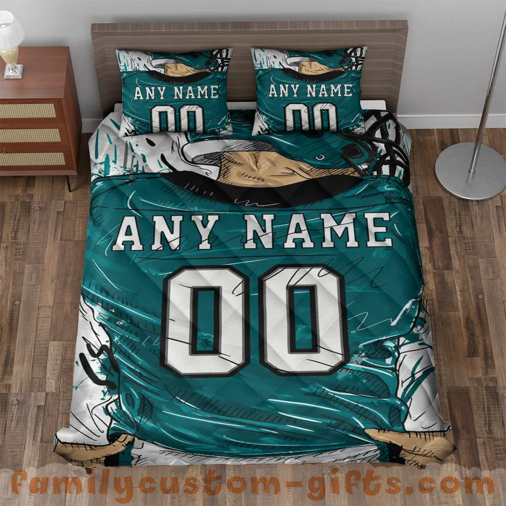 Custom Quilt Sets Philadelphia Jersey Personalized Football Premium Quilt Bedding for Men Women