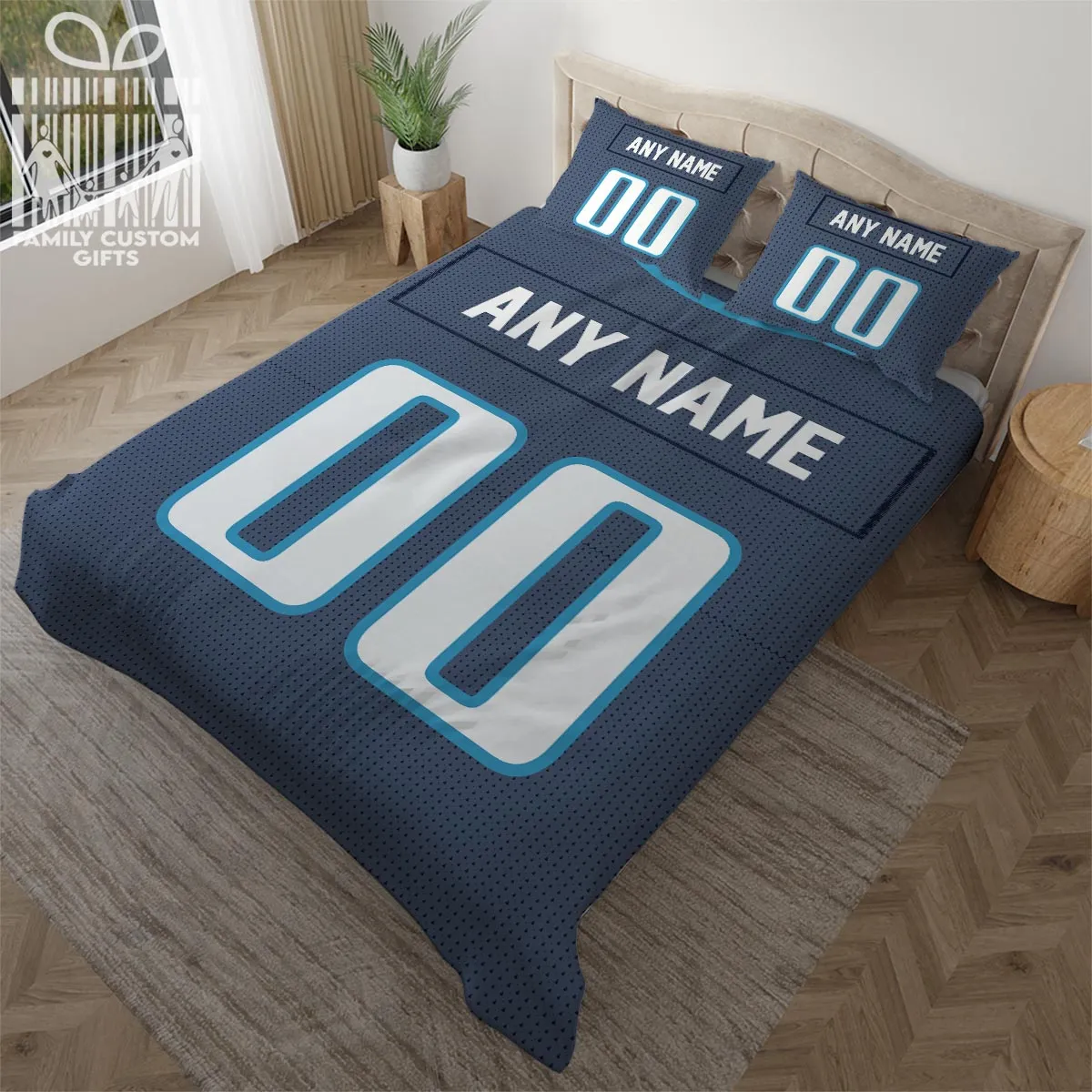 Custom Quilt Sets Tennessee Jersey Personalized Football Premium Quilt Bedding for Men Women