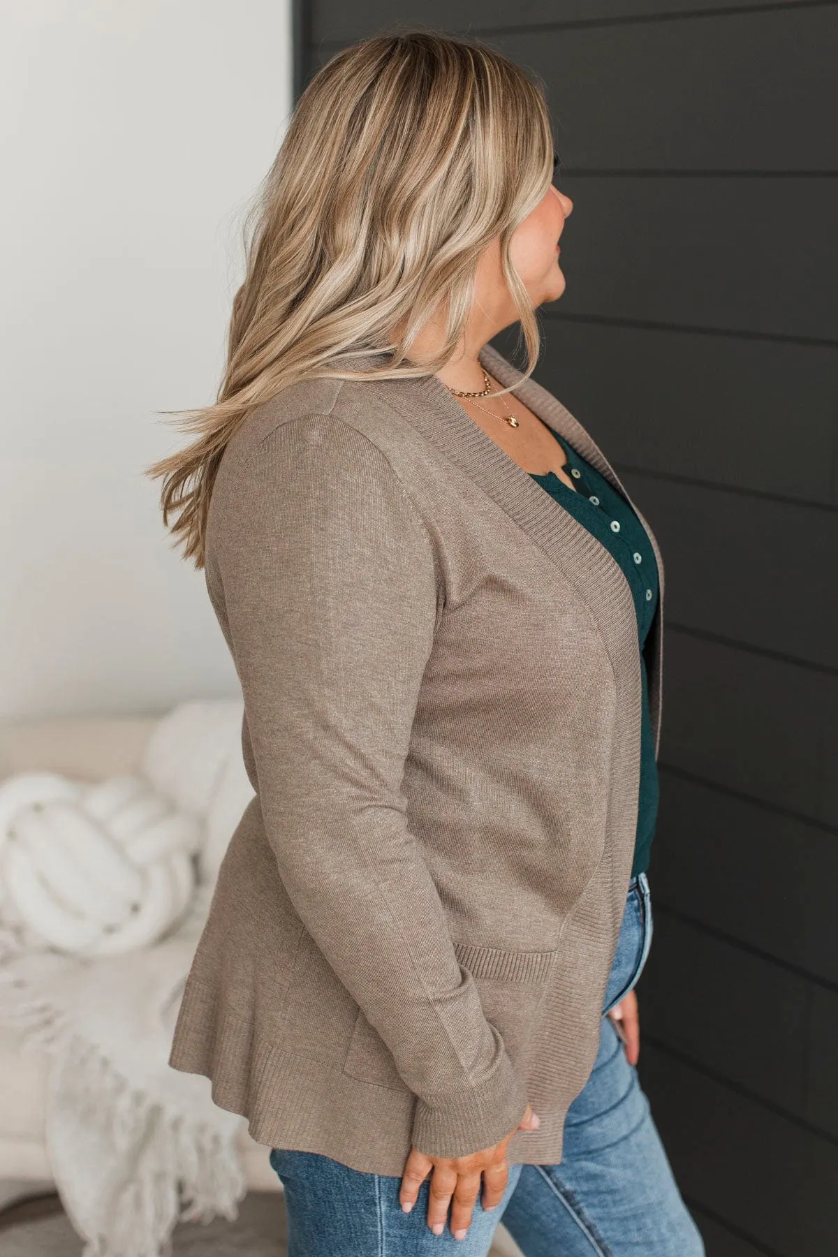Days Long Gone Knit Cardigan- Dark Taupe