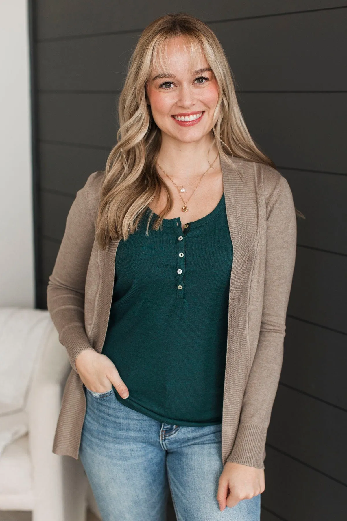 Days Long Gone Knit Cardigan- Dark Taupe